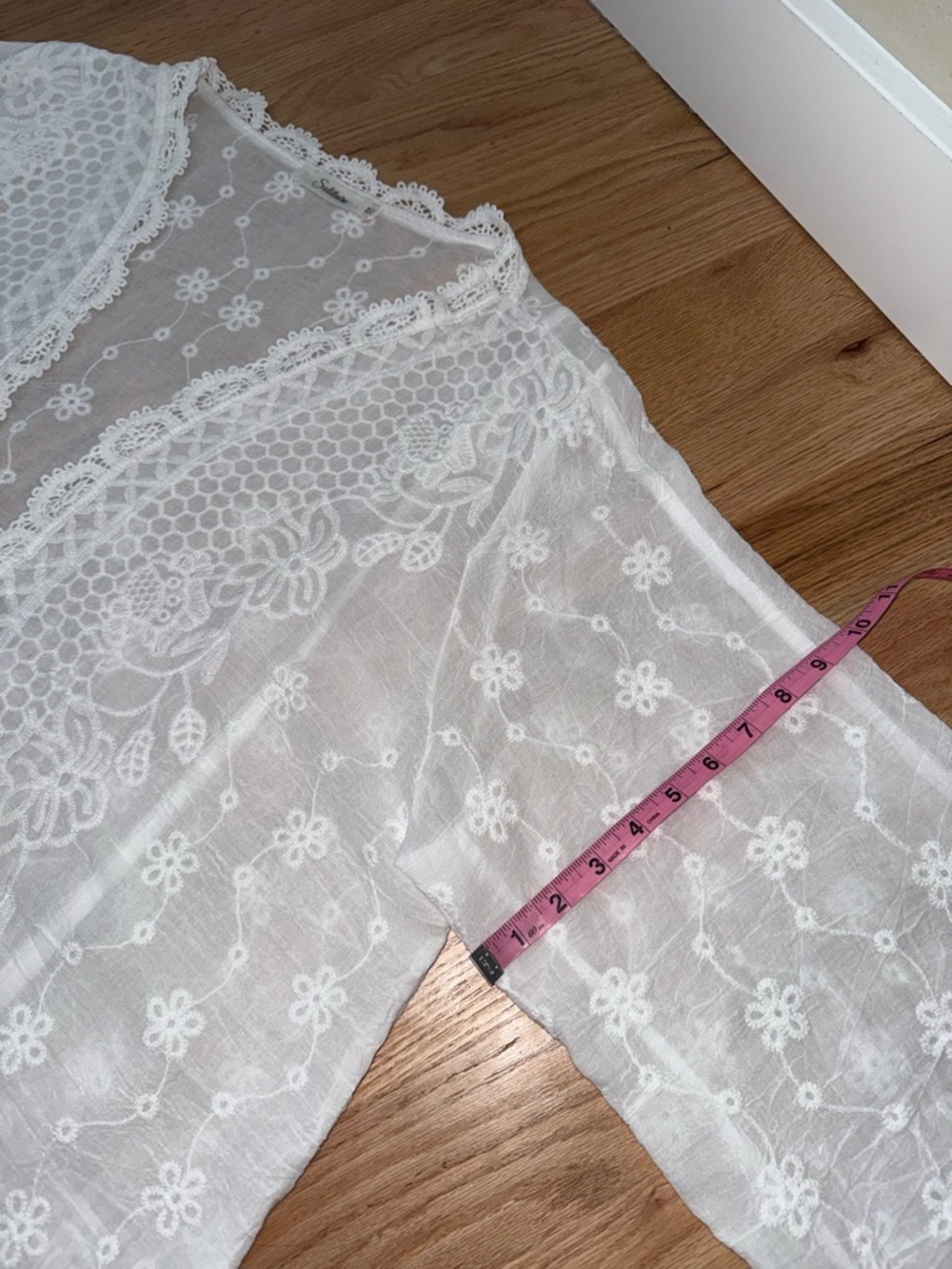 Cotton Blend Crochet Trim Lightweight Longline Kimono Crisp White Beachy 2X - Picture 6 of 11